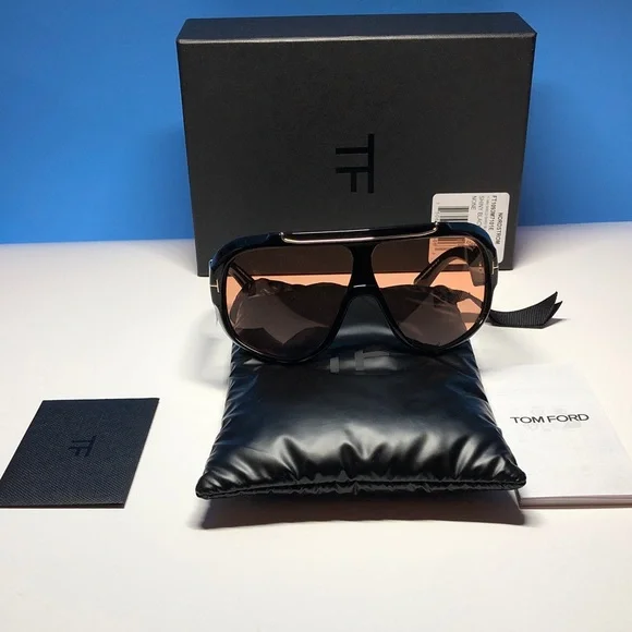 NEW Tom Ford Linden FT1094/S Sunglasses – Shiny Black / Brown – Full Packaging - Picture 10 of 14